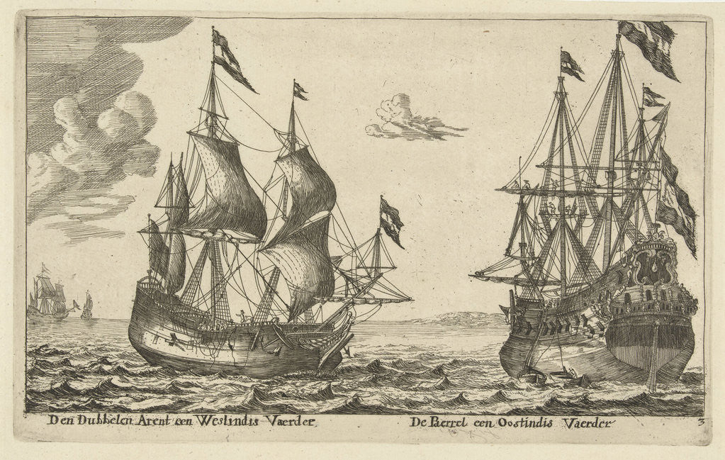 Detail of The ships De Parel and De Dubbele Arend by Reinier Nooms