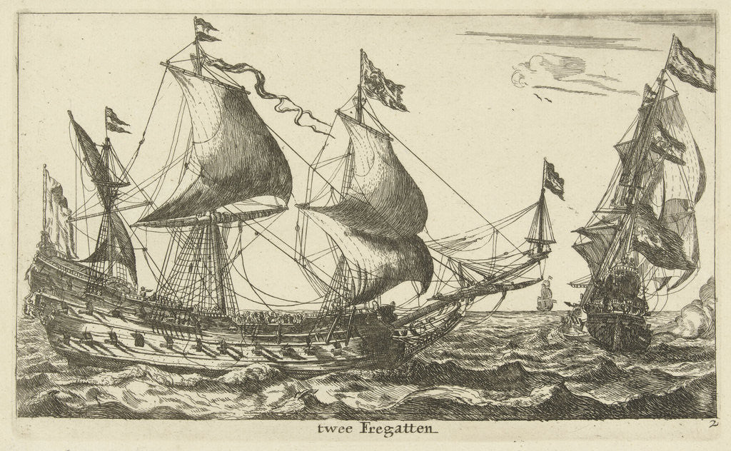 Detail of Two Dutch frigates by Reinier Nooms