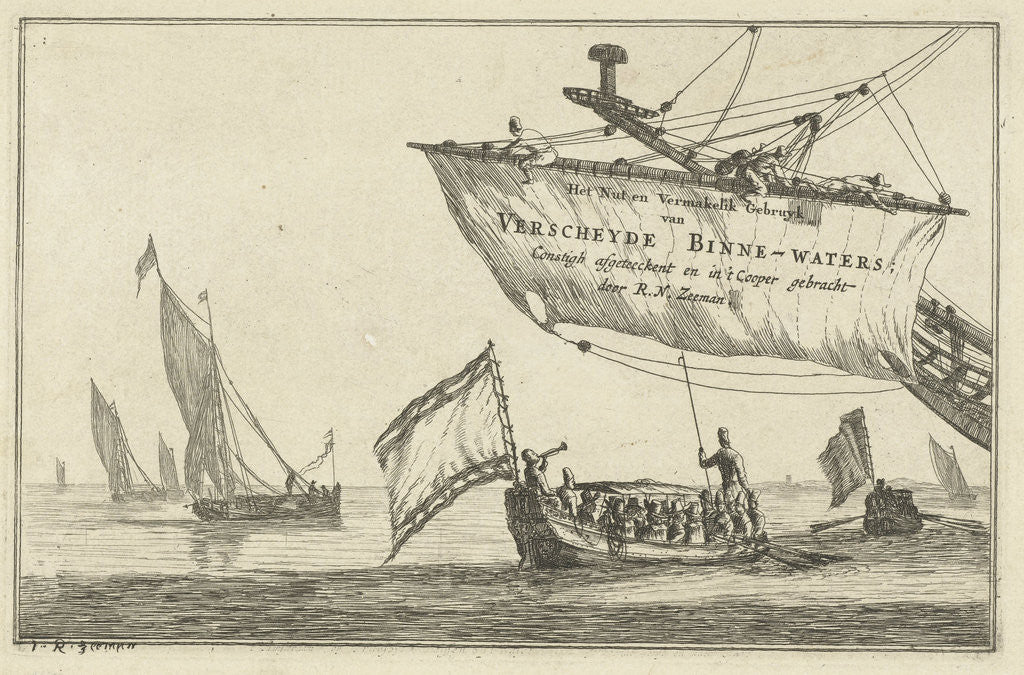 Detail of States Loupe and sailing on calm water by Reinier Nooms