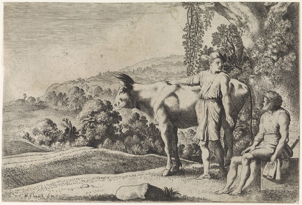 Detail of Mercury is pointing to the cow Io and looks at Argus by Moyses van Wtenbrouck