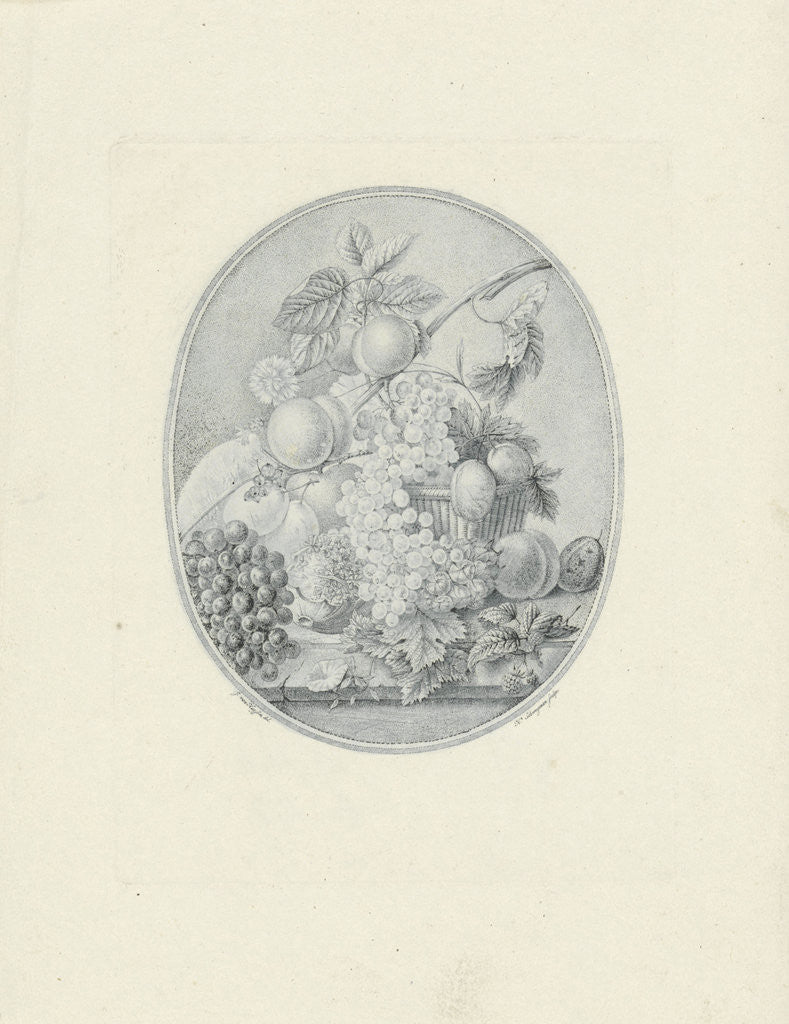 Detail of Still life of a basket of fruit by Hendrik Schwegman
