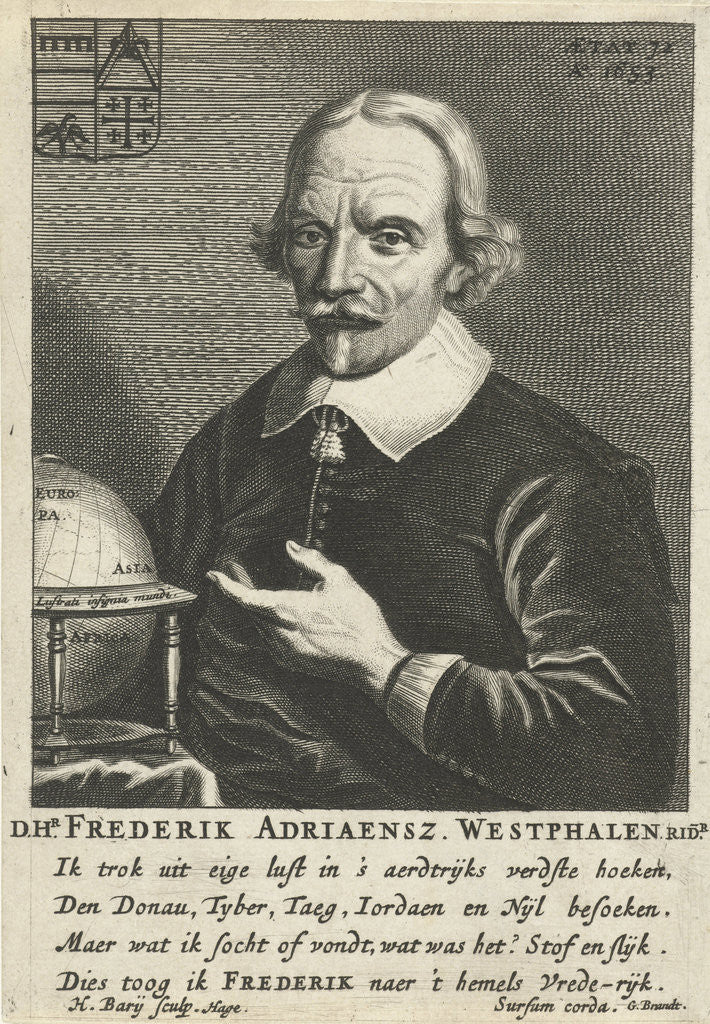Detail of Portrait of Frederick Adriaensz. Westphalen at the age of 72 by Hendrik Bary