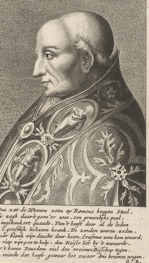 Detail of Portrait Bust of Pope Adrian VI with a richly ornamented robe by Hendrik Bary