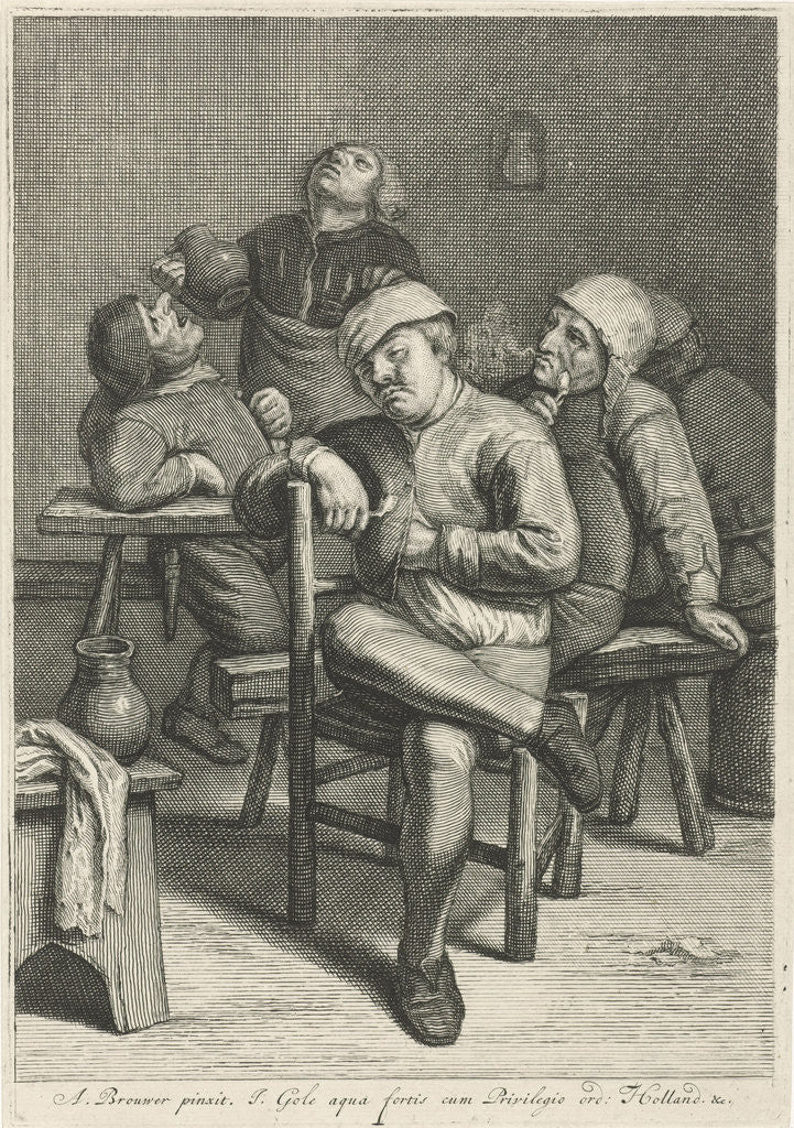 Detail of Tavern Scene with smoking farmers by Anonymous