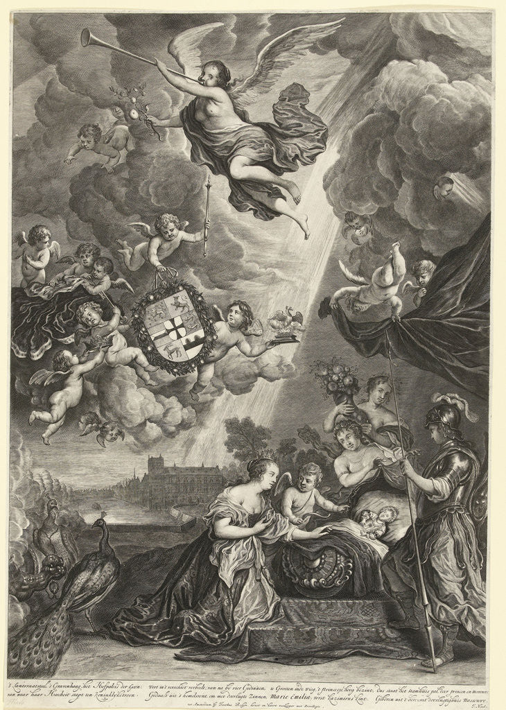 Detail of Allegory of the birth of Princess Maria Amalia of Nassau-Dietz, daughter of Hendrik Casimir by Cornelis van Dalen II