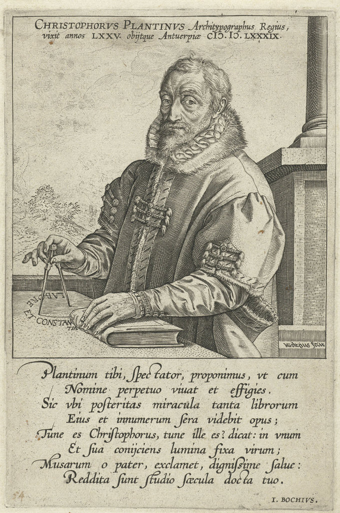 Detail of Portrait of Christopher Plantin by Hendrick Goltzius