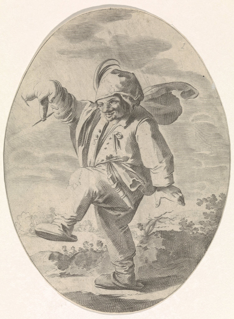 Detail of Dancing farmer with a sausage, Nicolaes van Lijnhoven by Andries Both