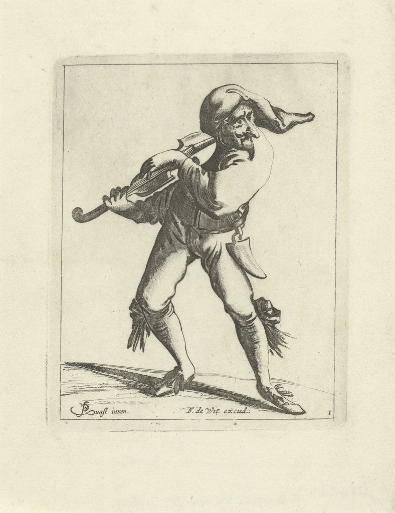 Detail of Jester with a violin by Frederik de Wit