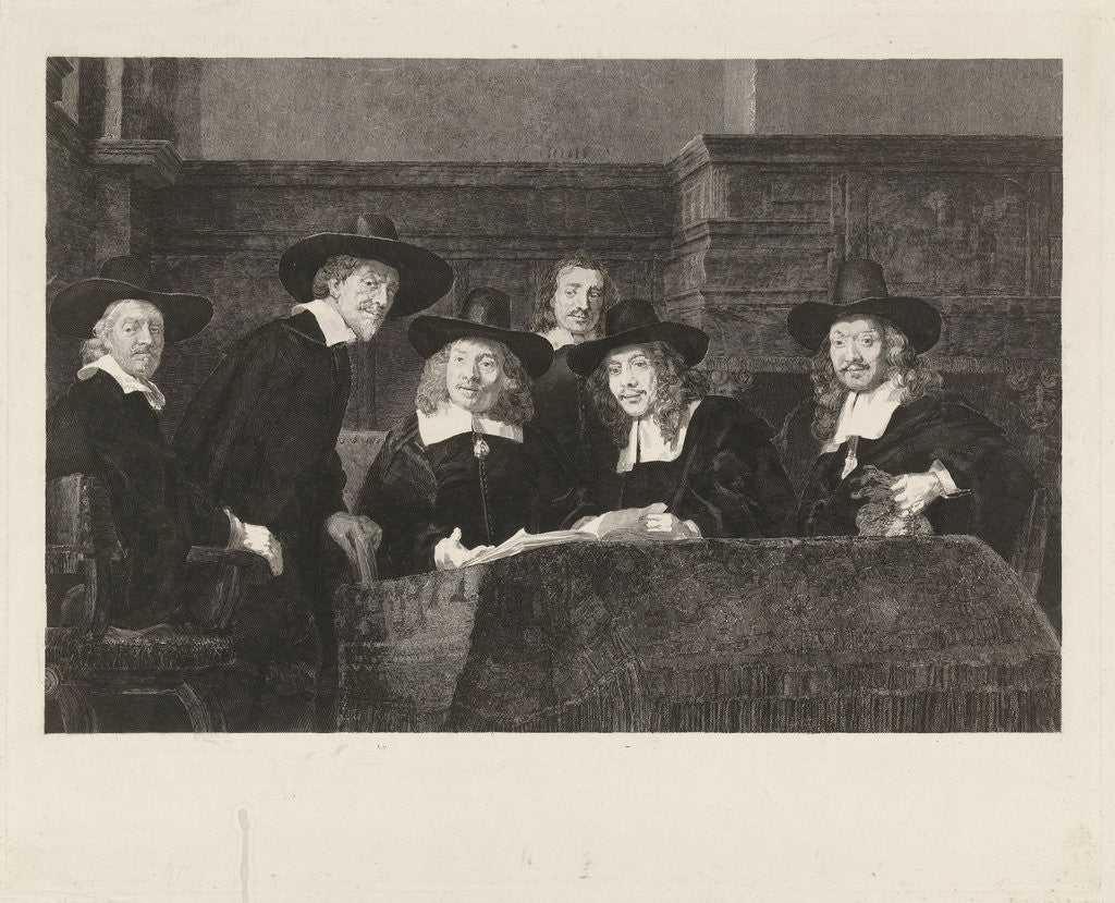 Detail of The Sampling Officials by Rembrandt Harmensz. van Rijn