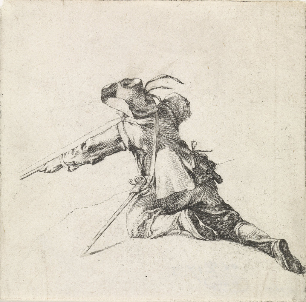Detail of Soldier with rifle left by Philips Wouwerman