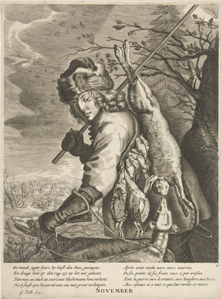 Detail of November: a hunter with his booty by Joachim von Sandrart
