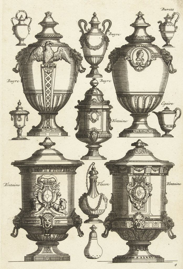 Detail of Twelve designs for goldsmiths, Daniël Marot (I) by Anonymous