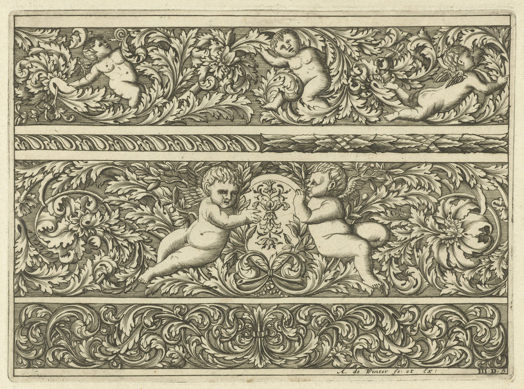 Detail of Three friezes with leaf tendrils, Anthonie de Winter by Anonymous