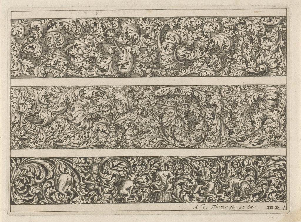 Detail of Three friezes with leaf tendrils by Anthonie de Winter