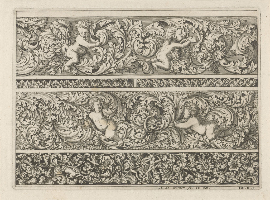 Detail of Three friezes with leaf tendrils, Anthonie de Winter by Anonymous
