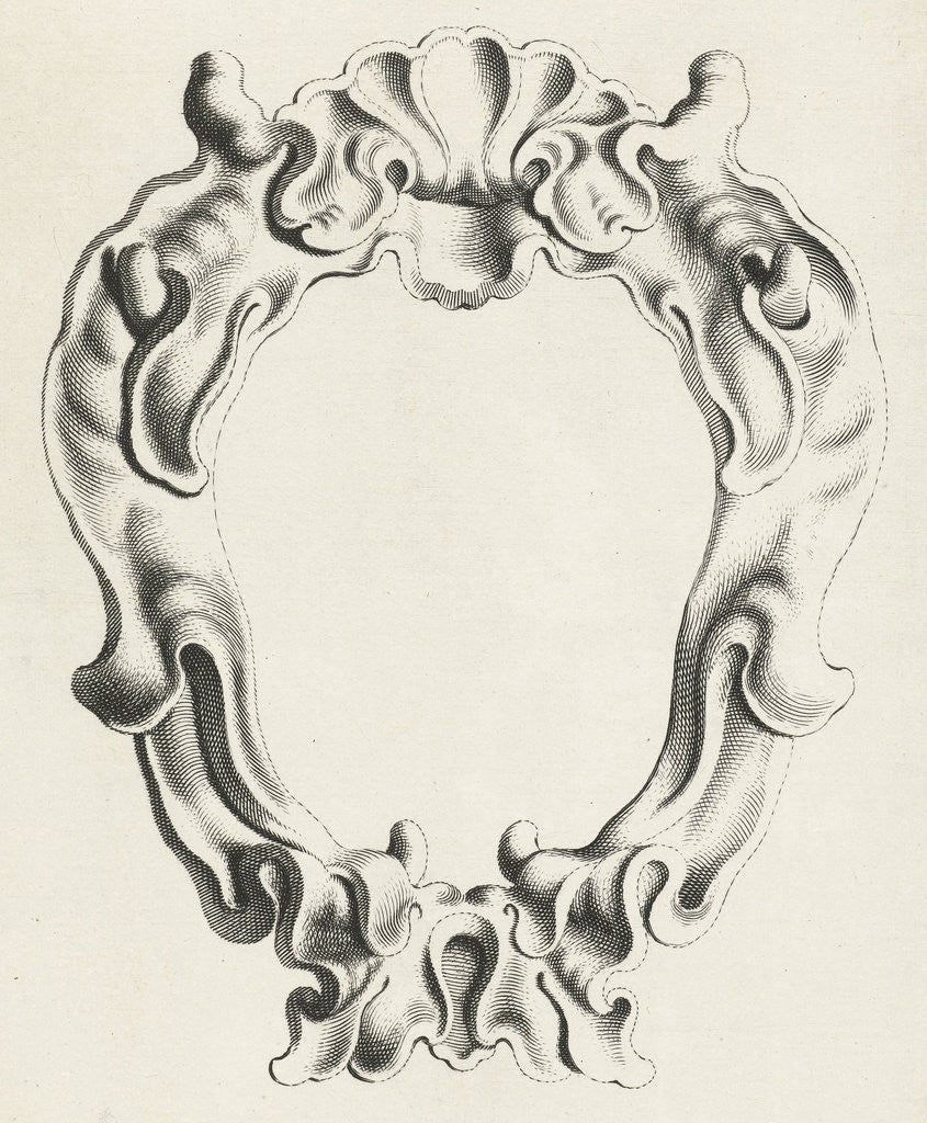 Detail of Cartouche with lobe ornament, a top shell shape by Clement de Jonghe