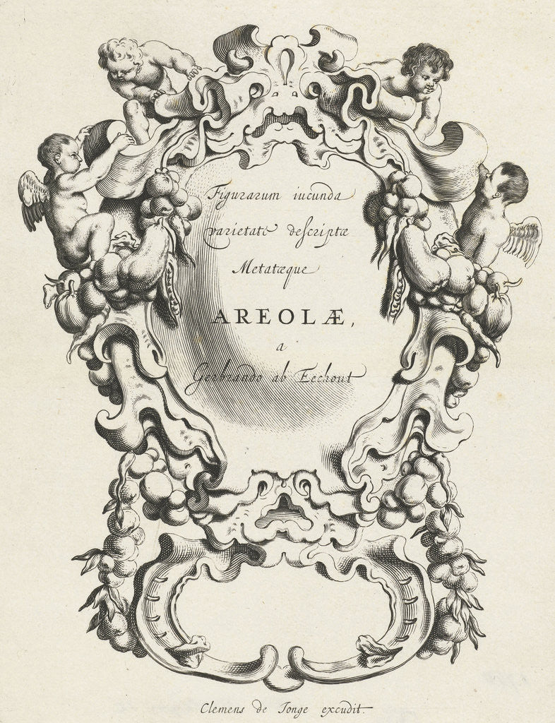 Detail of Cartouche with lobe ornament consisting of a large and a small compartment by Clement de Jonghe