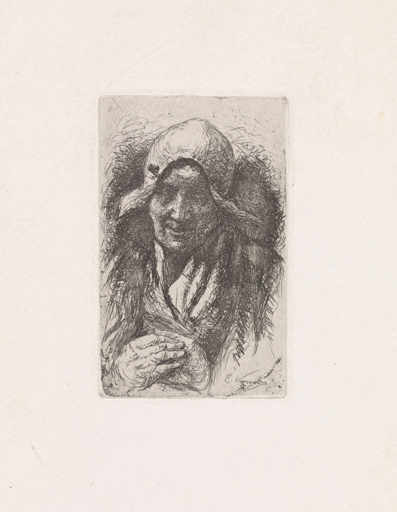Detail of Peasant woman with folded hands by Elchanon Verveer