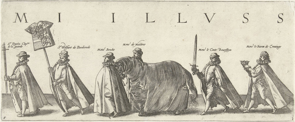 Detail of Funeral procession of William of Orange, page 8 by Willem Janszoon Blaeu
