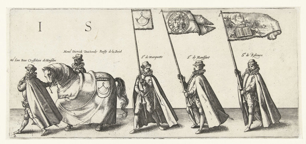 Detail of Messrs Jan Bax van Heusden, Dierick Duvoorde, bailiff of Den Briel, Van Marquette, Van Mansaert and Van Ryhoven by Anonymous