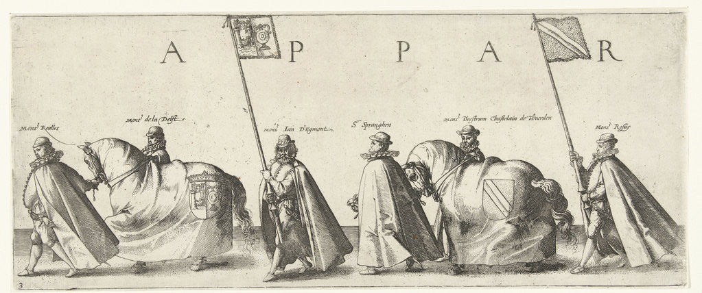 Detail of Funeral procession of William of Orange, page 3 by Willem Janszoon Blaeu
