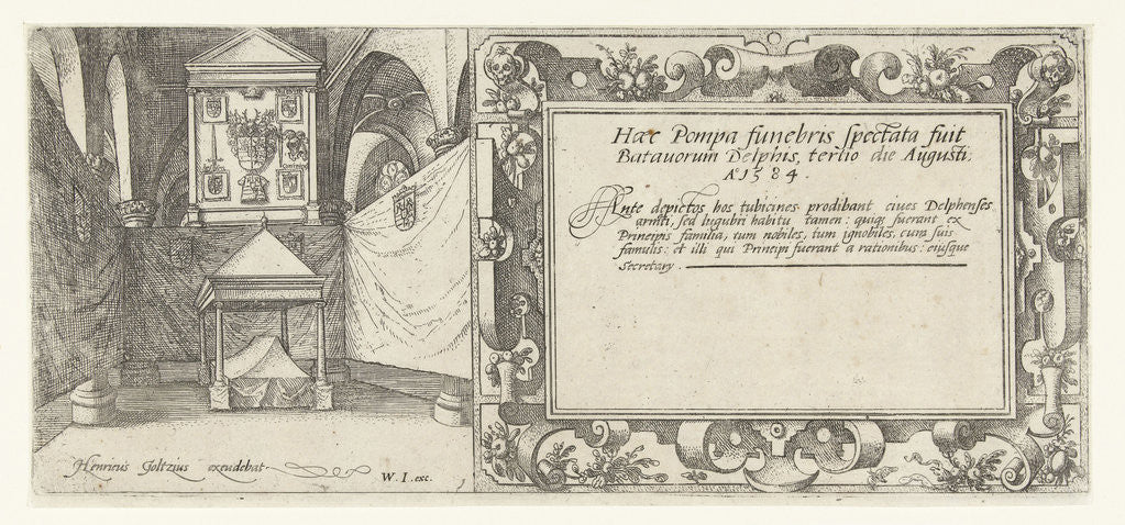 Detail of Engraving for the series of the funeral procession of William of Orange, page 1 by Willem Janszoon Blaeu