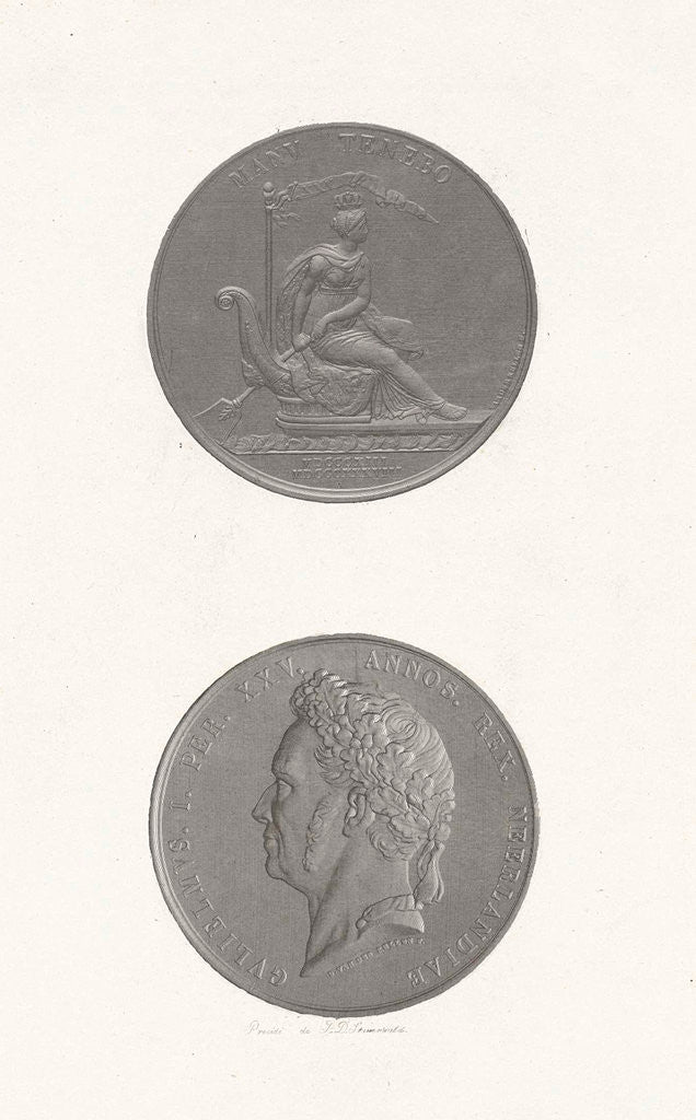 Detail of The front and back of a coin to commemorate the 25th anniversary of King William I by Jan Dam Steuerwald
