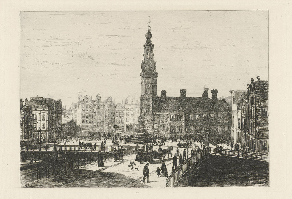 Detail of View Muntplein Amsterdam by Johan Conrad Greive