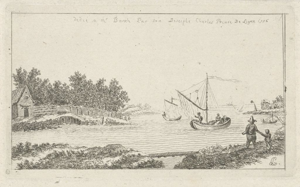 Detail of View of a river, Charles Joseph Emmanuel de Ligne by Barsch