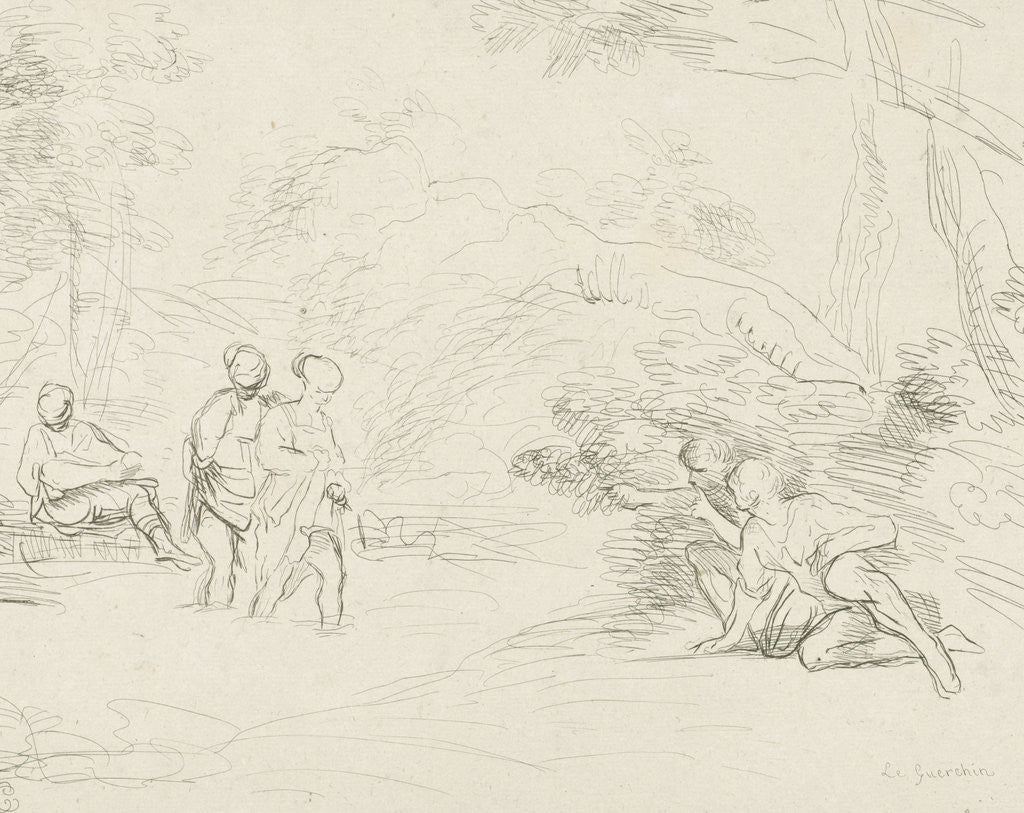 Detail of Bathing women by men spied, Charles Joseph Emmanuel de Ligne by Guercino