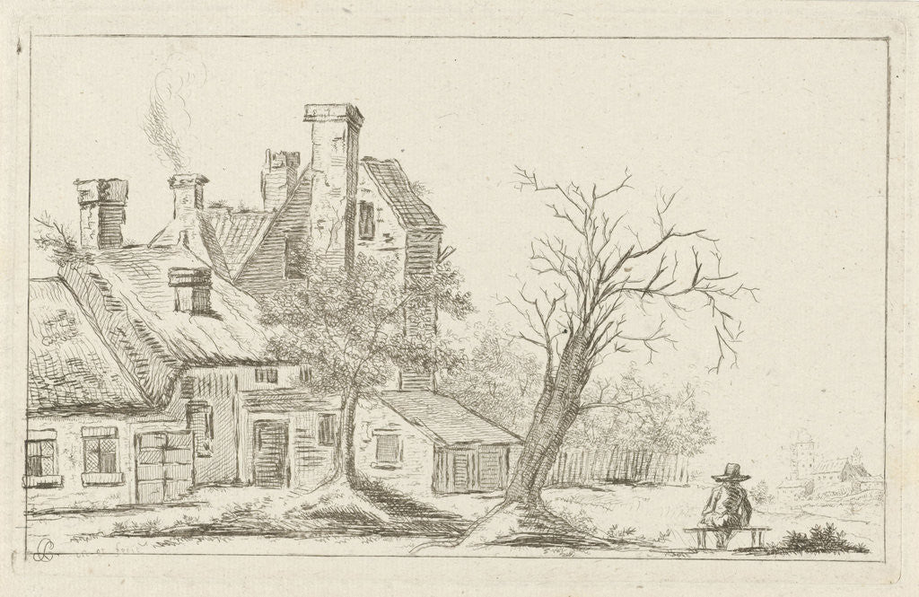 Detail of Landscape with houses by Charles Joseph Emmanuel de Ligne