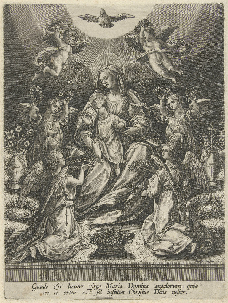 Detail of Madonna and Child surrounded by angels by Samuel van Hoogstraten