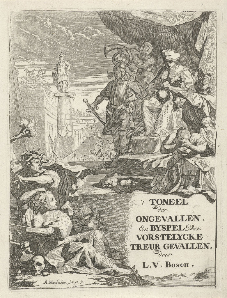 Detail of Severed heads for a prince on a throne by Arnold Houbraken