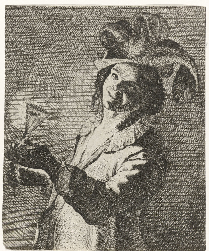 Detail of Smiling boy with a glass in hand by Jan Matham