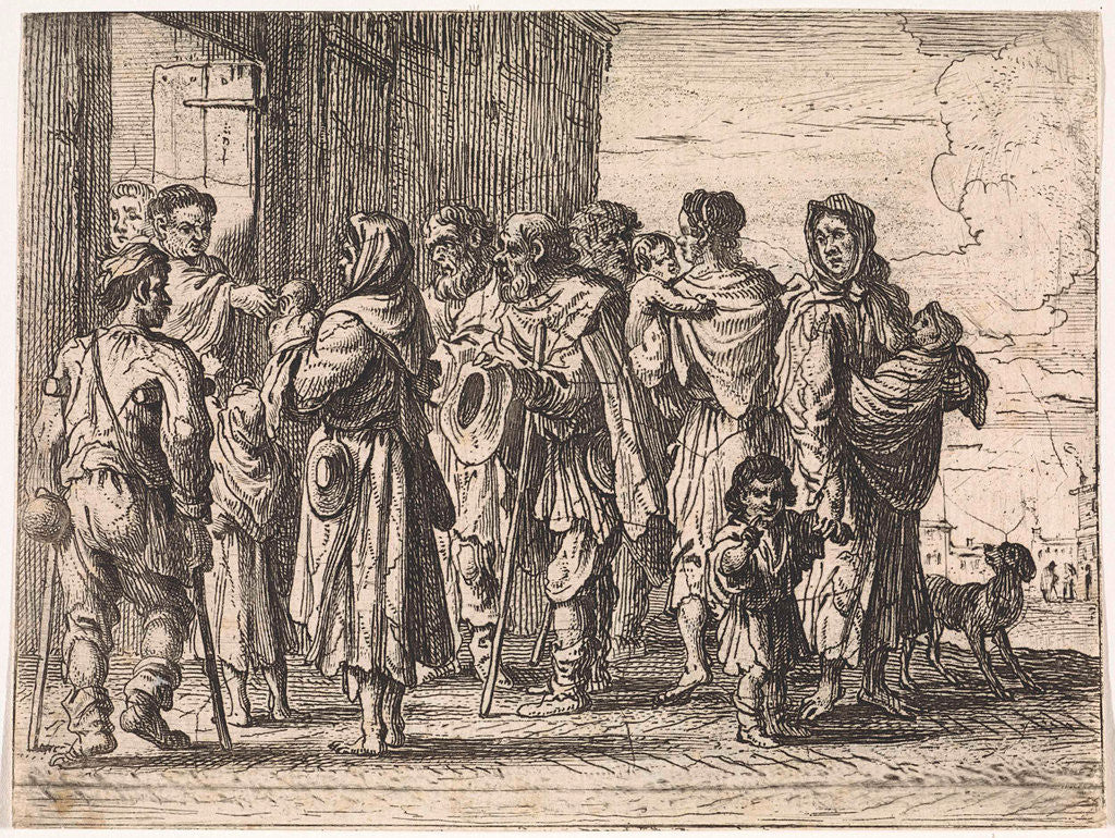 Detail of Beggars for a monastery by Cornelis de Wael