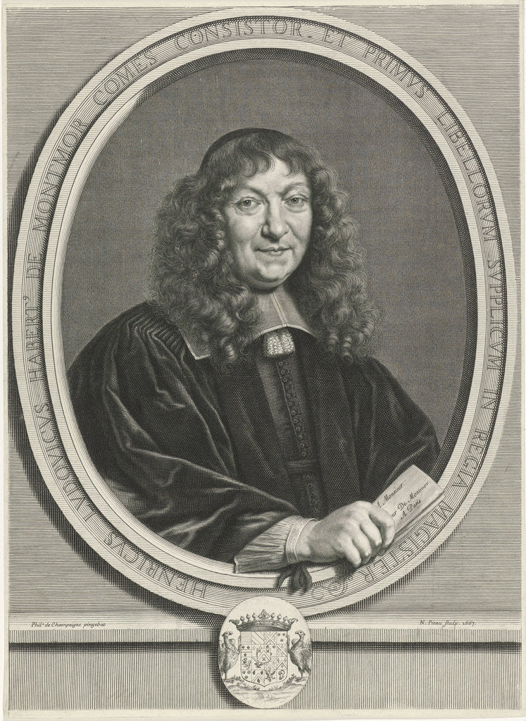 Detail of Portrait of Henri Louis Habert de Montmor by Nicolas Pitau I