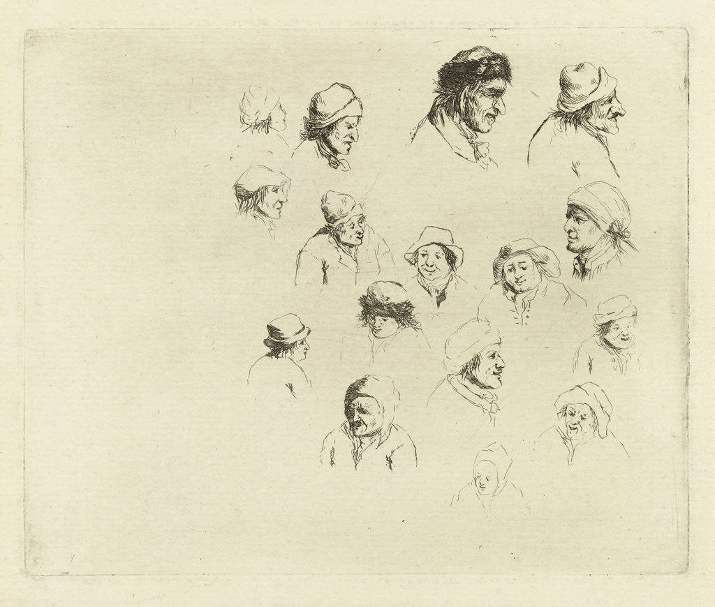 Detail of Study Journal sixteen heads by Marie Lambertine Coclers