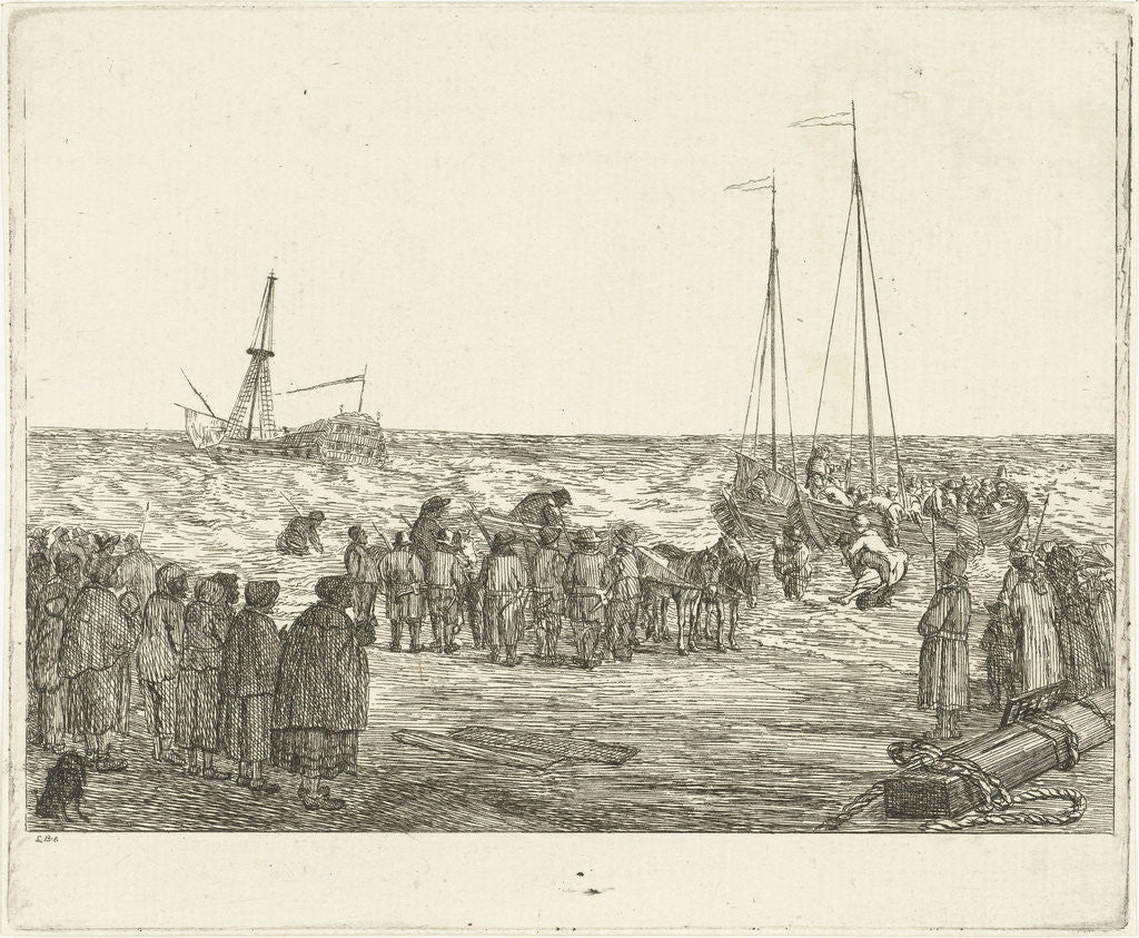 Detail of Stranding of the British East Indiaman General Barker in Noordwijk by Louis Bernard Coclers