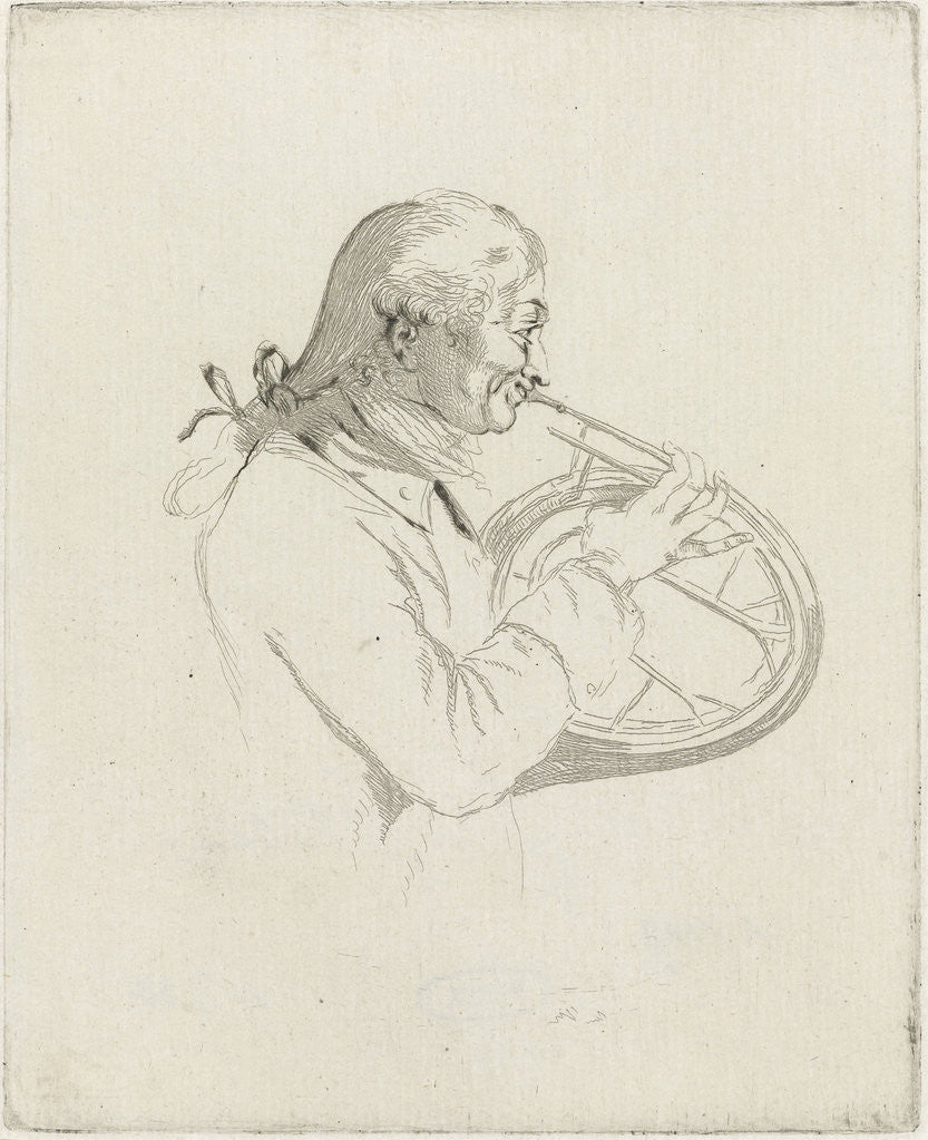 Detail of Portrait of the hornist Pelting by Louis Bernard Coclers