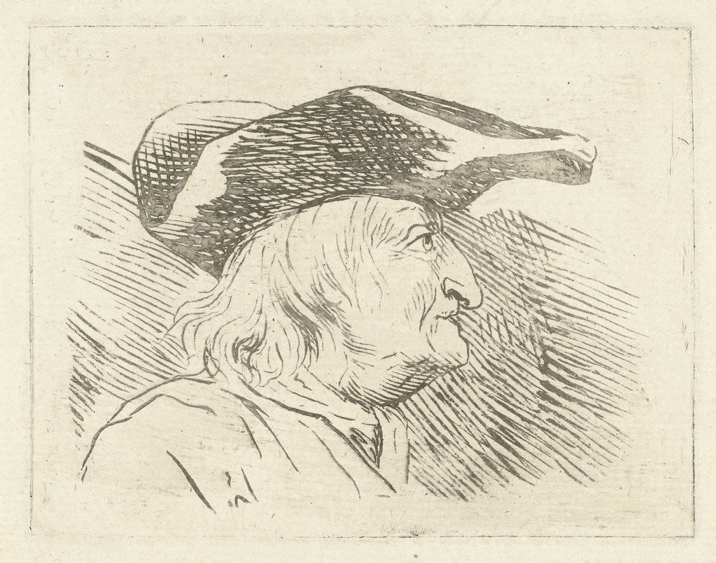 Detail of Mans Head with hat in profile to the right by Louis Bernard Coclers