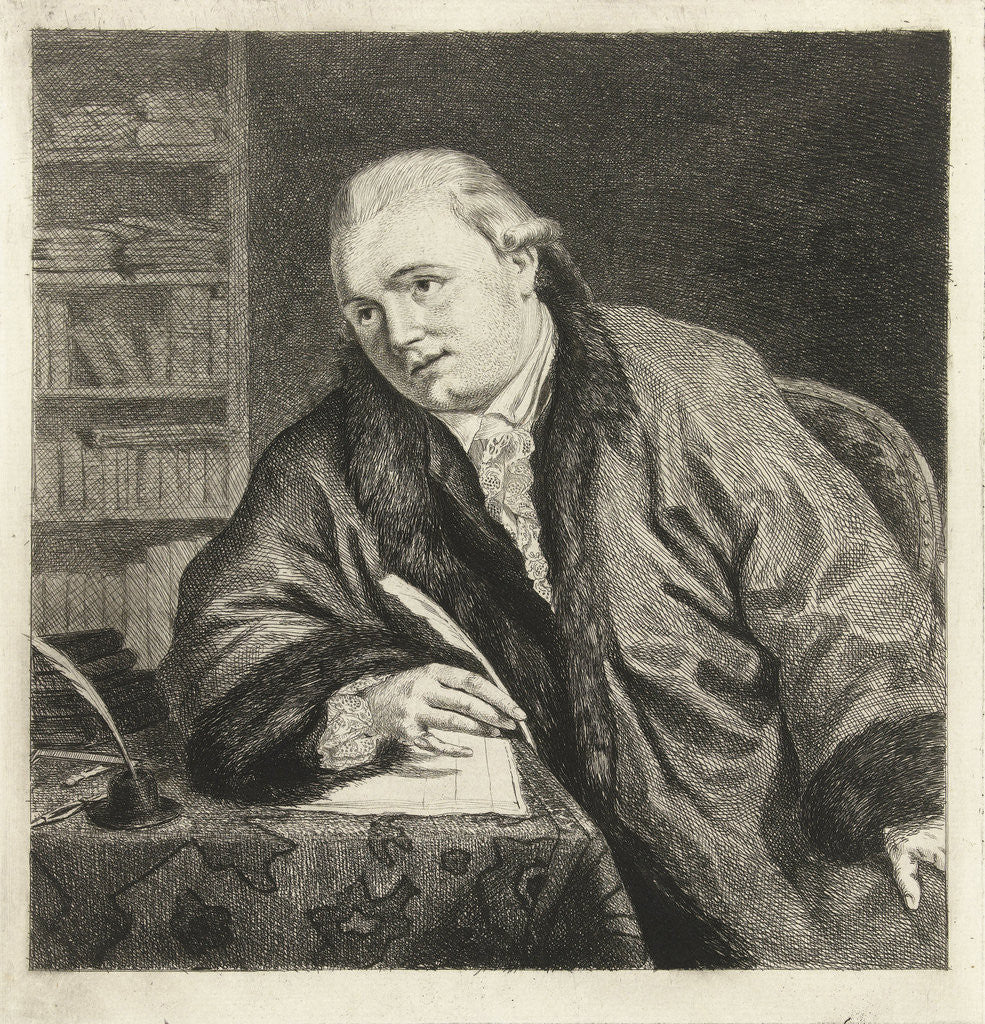 Detail of Portrait of the composer and etcher Johan Antoni Kauclitz Colizzi by Louis Bernard Coclers