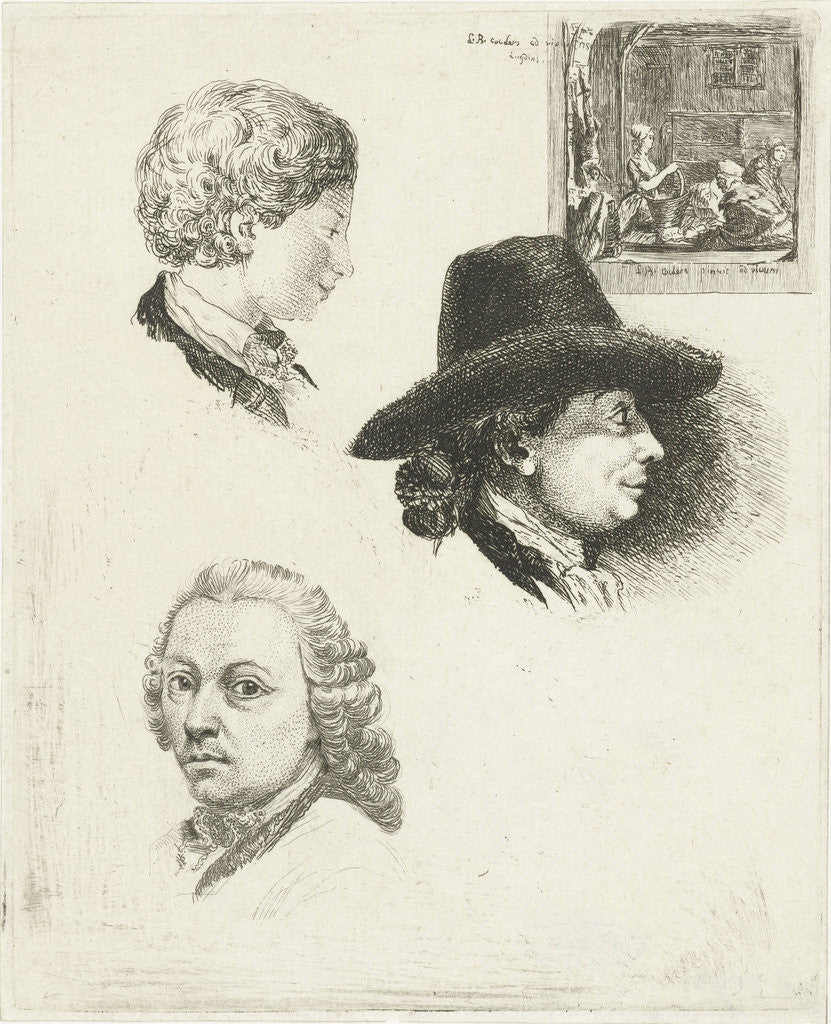 Detail of Study Sheet with portraits of Louis Bernard Coclers and his family by Louis Bernard Coclers