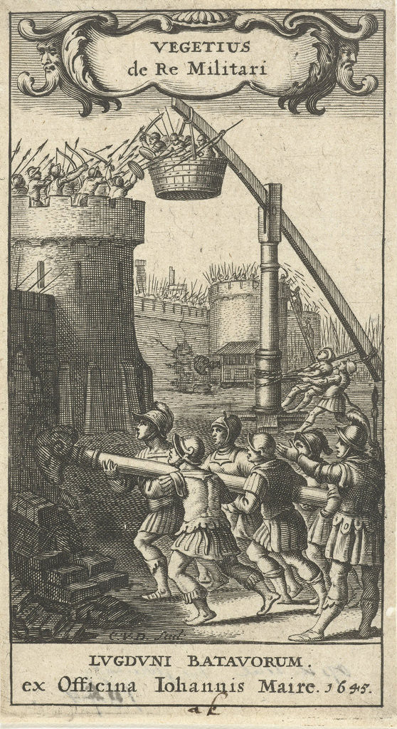 Detail of Soldiers fall fortress with a battering ram, to defend the walls of soldiers against the attack by Joannes Maire
