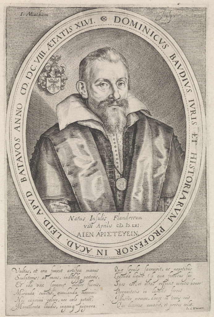 Detail of Portrait of Dominicus Baudius by Johannes Woverius