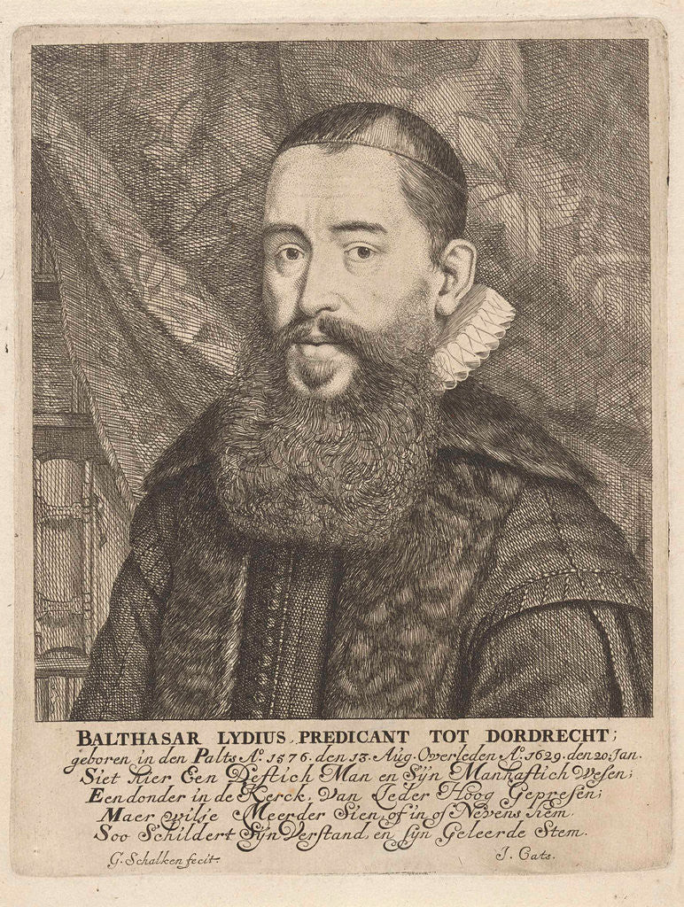 Detail of Portrait of Balthasar Lydius, Godfried Schalcken by Jacob Cats