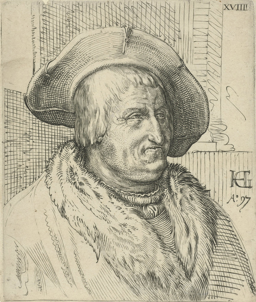 Detail of Portrait of a man with a hat by Anonymous