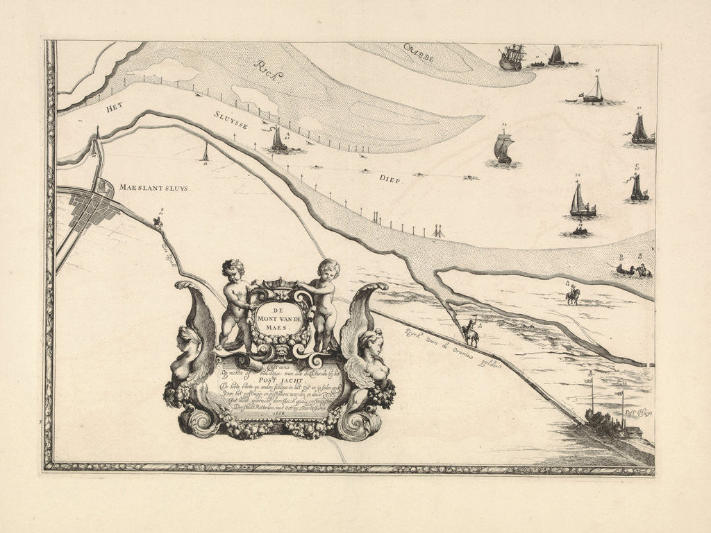 Detail of Map of Maassluis and the banks of the Meuse, The Netherlands by Jacob Quack