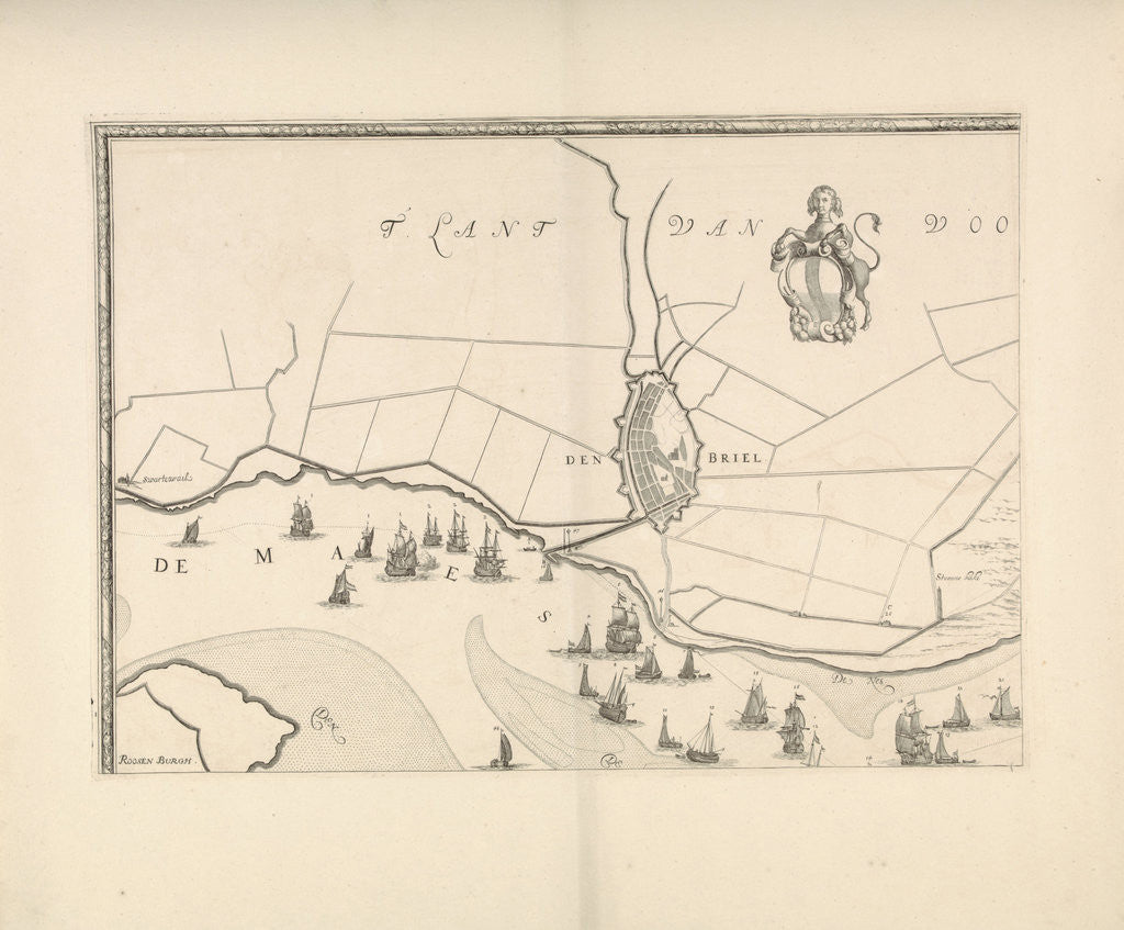 Detail of Map of Brielle and the banks of the Meuse by Jacob Quack
