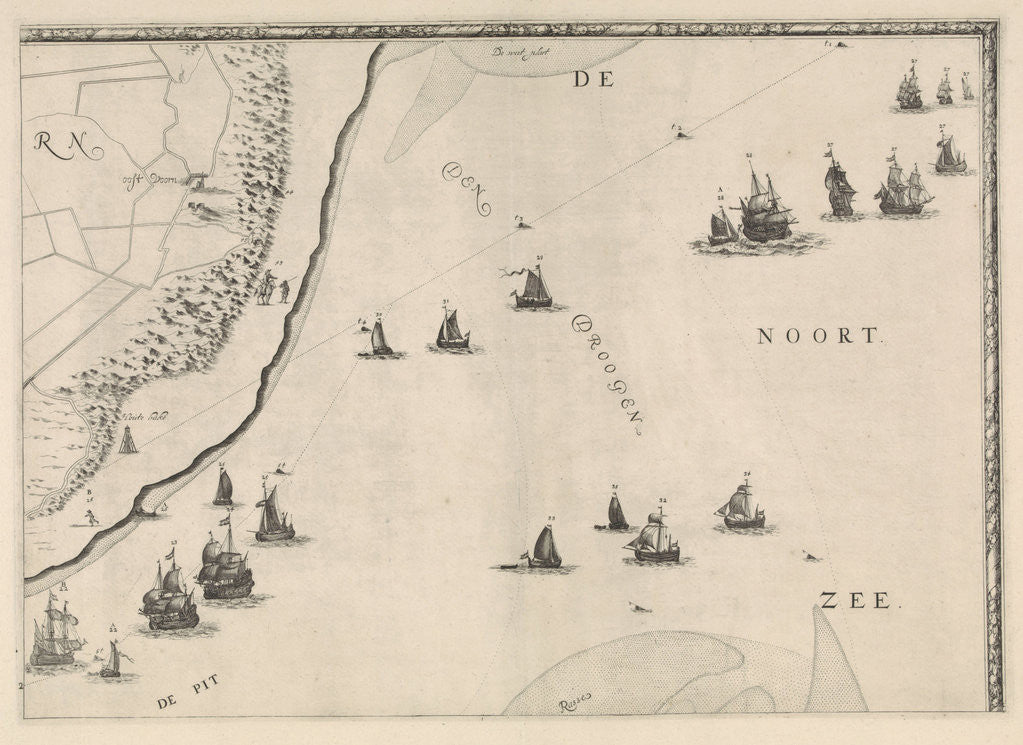 Detail of Map of the North Sea and the coast of Holland by Jacob Quack