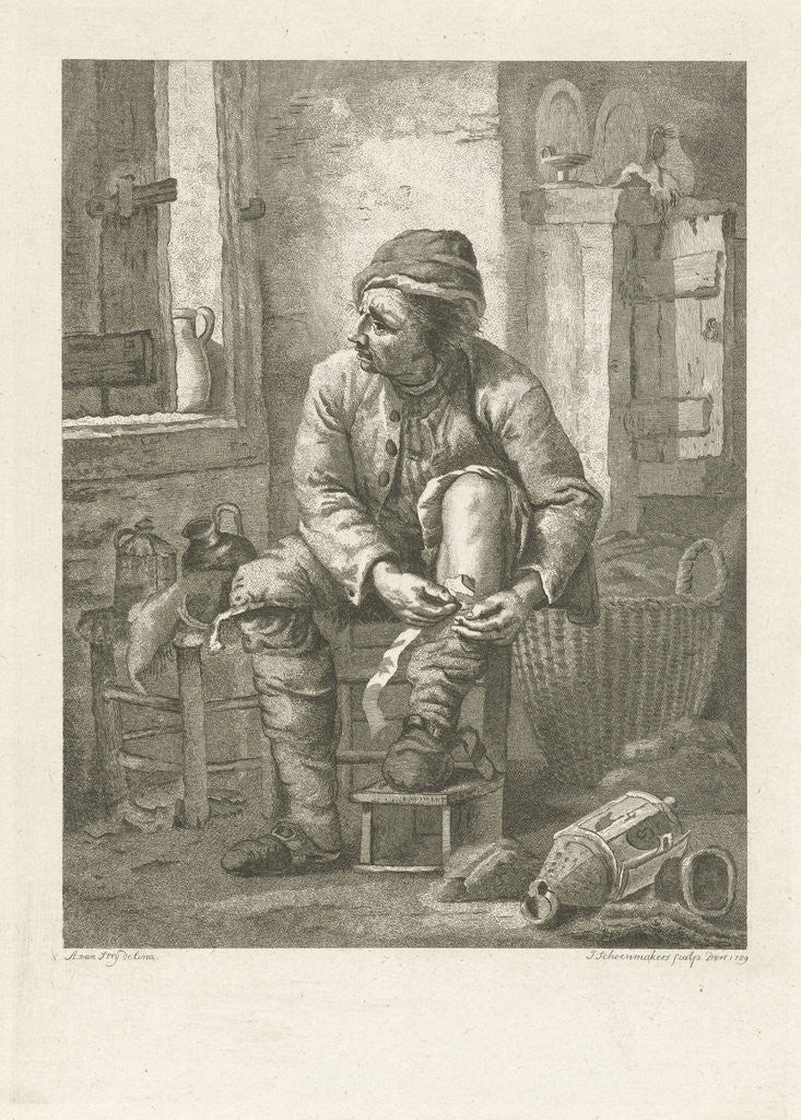 Detail of Man binds his leg by Johannes Schoenmakers